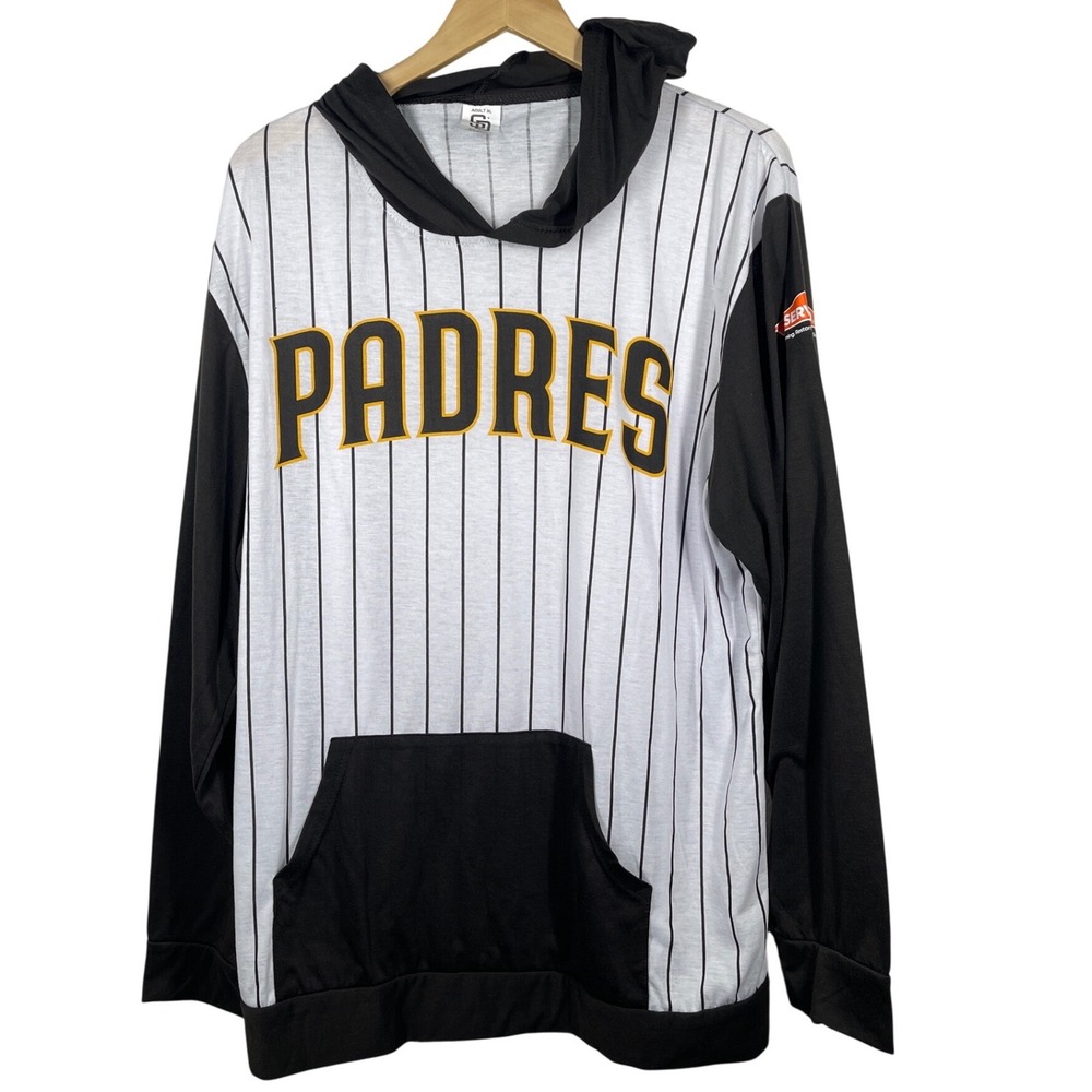 San Diego Padres Mens XL Pinstripe Lightweight Hoodie Baseball Jersey Style